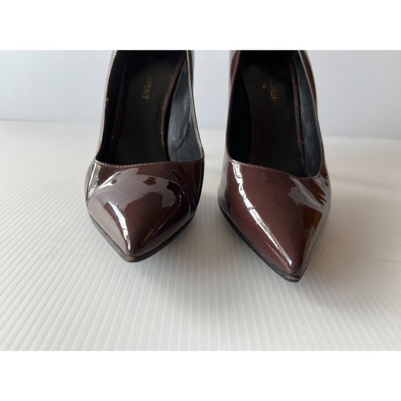 Saint Laurent Burgundy Patent Leather Pump Heels, Size 37 (IT), 7 (US) - Picture 4 of 11